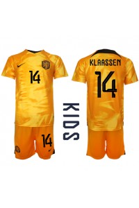 Alankomaat Davy Klaassen #14 Jalkapallovaatteet Lasten Kotipeliasu MM-kisat 2022 Lyhythihainen (+ Lyhyet housut)